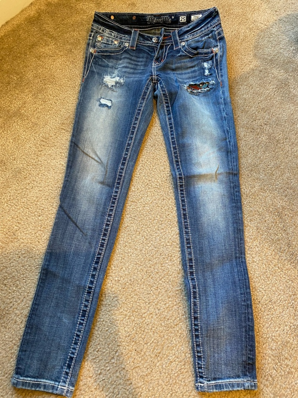 Miss Me Signature Blue Distressed Skinny Jeans